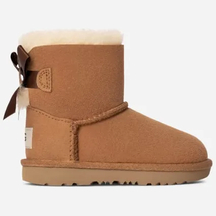 Ugg Mini Bailey Bow II-laars voor kinderen in Brown, Dubbelzijdig Chestnut