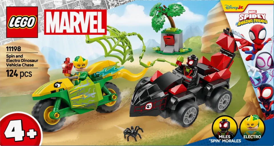 Lego Marvel Spidey en zijn geweldige vriendjes Spin en Electro achtervolging met dinosaurusvoertuigen 11198, foto 4
