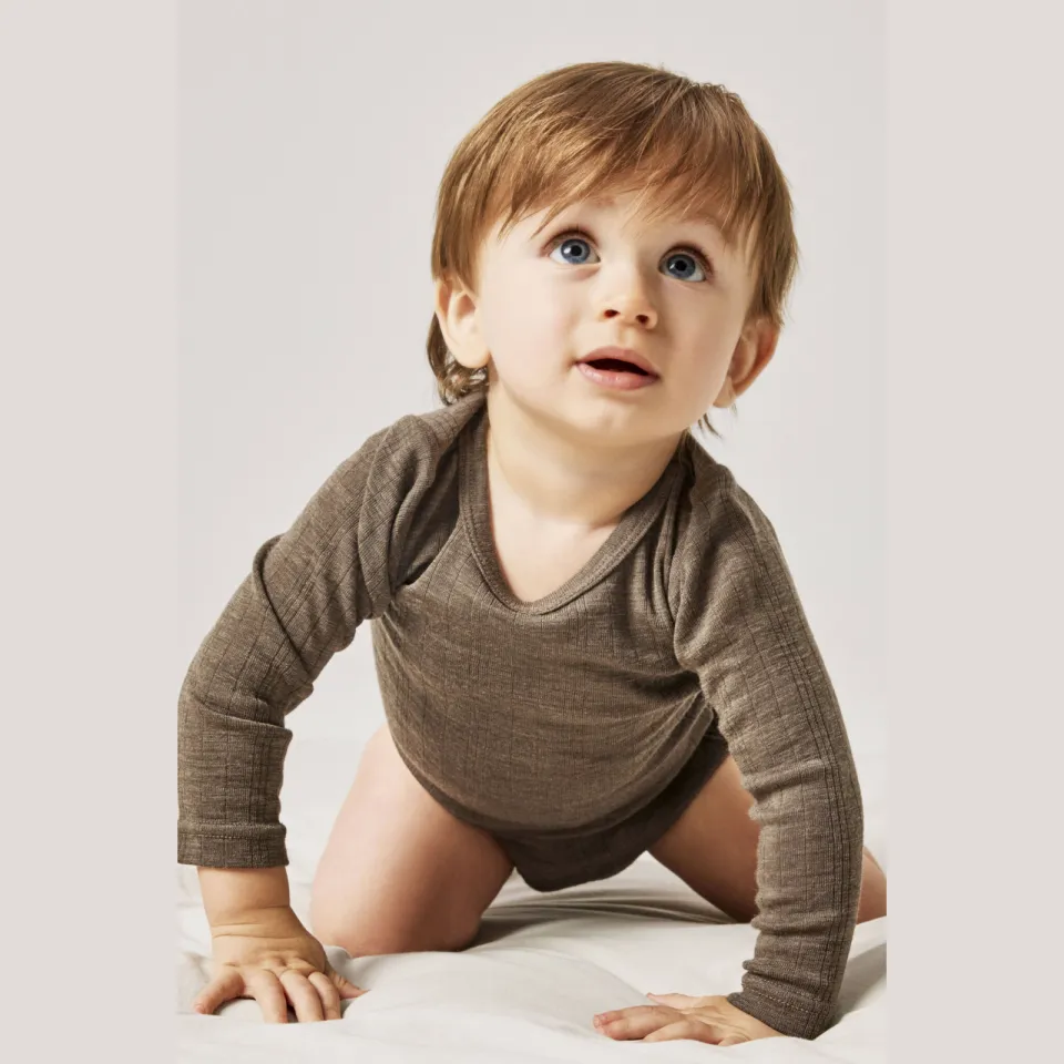 NAME IT BABY wollen romper - bruin