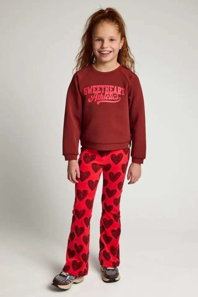 LOOXS little fluwelen flared broek met hartjes rood, foto 2