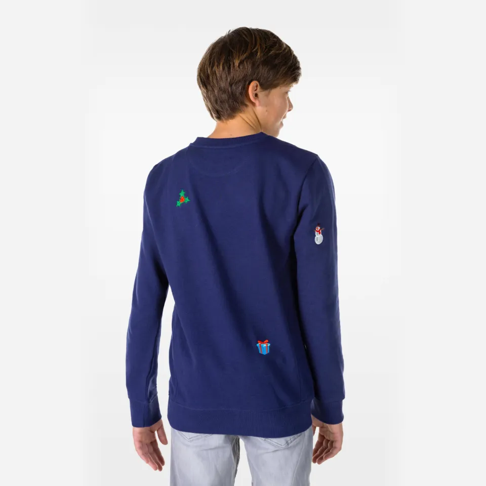 OppoSuits kerstsweater X-Mas Icons met all over print donkerblauw, foto 6