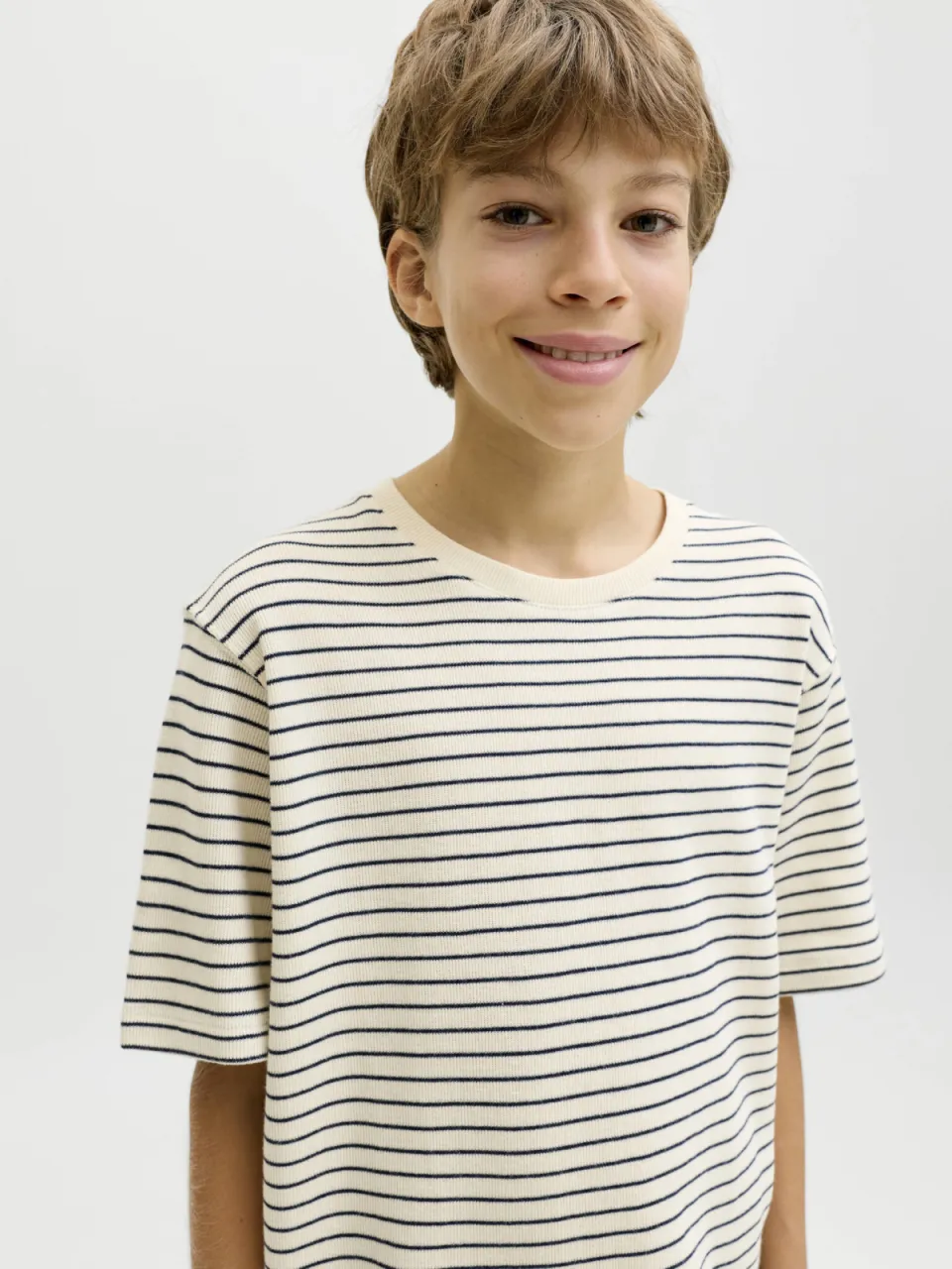 Jack & Jones JJEDOVER T-shirt ecru gestreept, foto 5