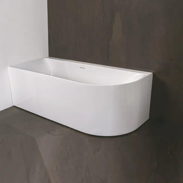 Luca Sanitair Primo half vrijstaand ligbad links acryl glans wit