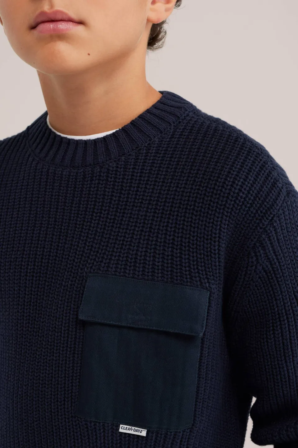 WE Fashion katoenen gebreide trui - donkerblauw, foto 4