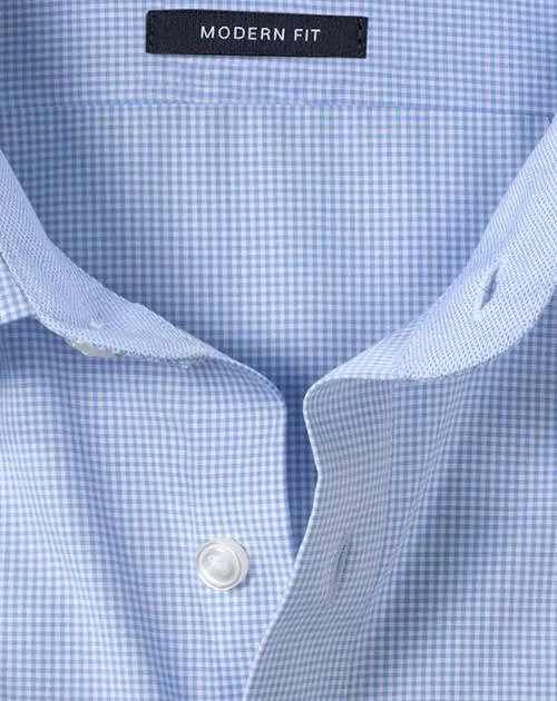Olymp Comfort geruit casual overhemd lichtblauw blauw, foto 4