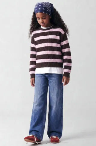 NAME IT KIDS oversized gebreide gestreepte trui - bruin, foto 3