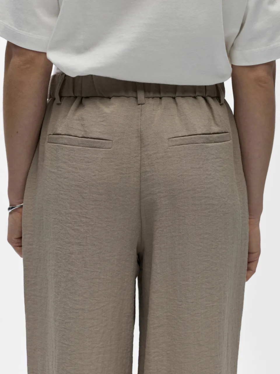 Object wide leg regular waist casual broek taupe, foto 4
