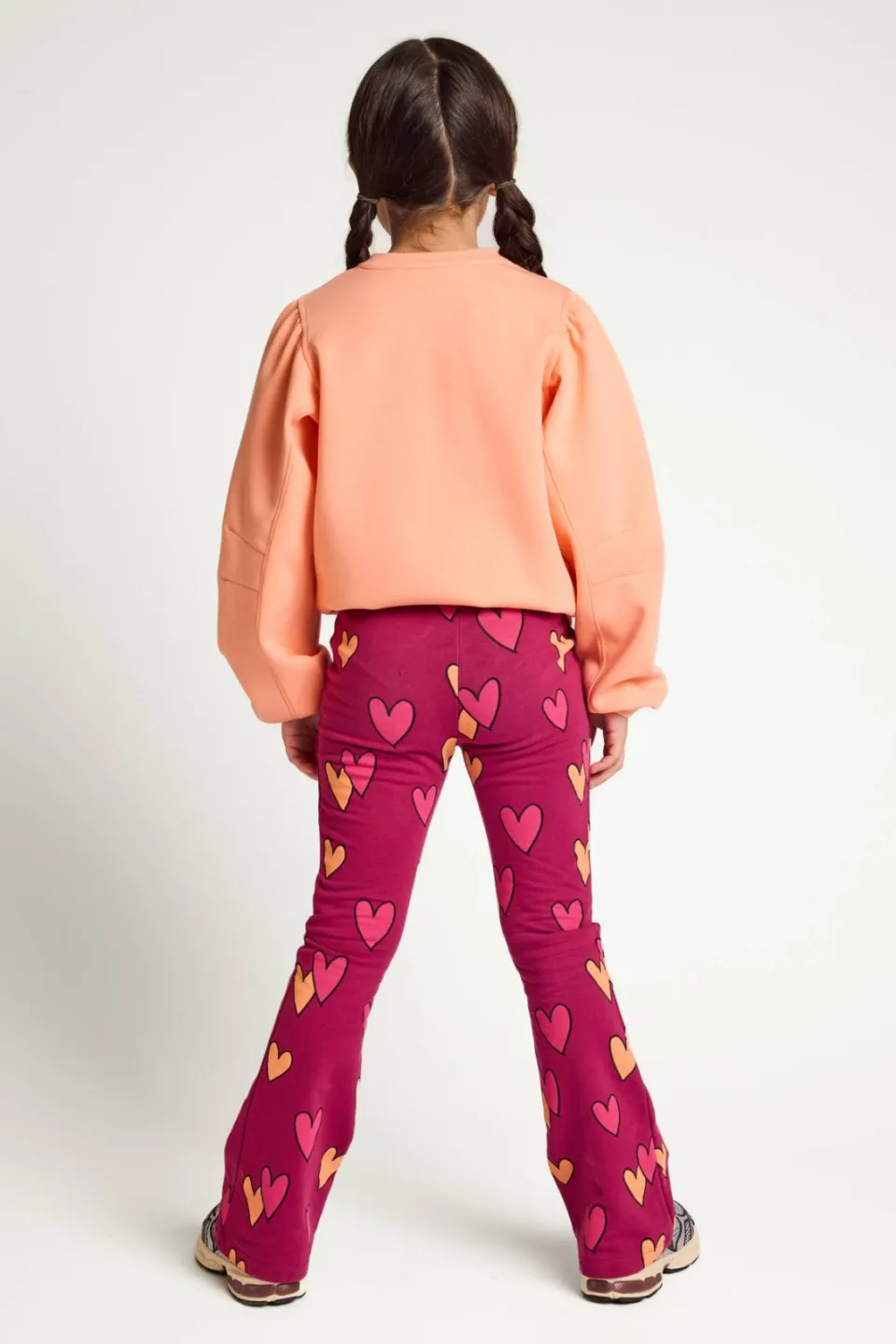 LOOXS little flared broek met hartjes donkerrood, foto 4