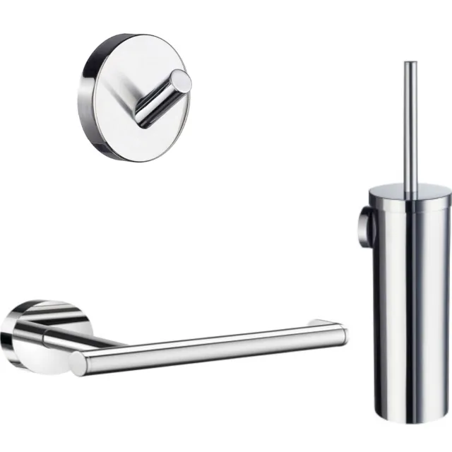 Accessoires Set Smedbo HOME Toiletborsetlhouder Met Handdoekhaak en Toiletrolhouder Rond Chroom