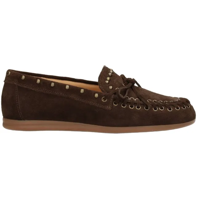 Poelman Kiya suède mocassins met studs - bruin