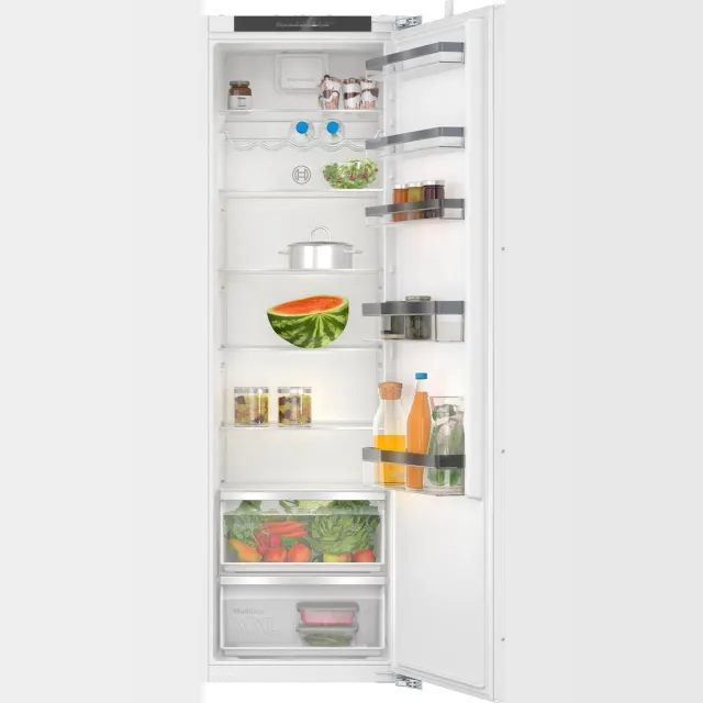 Bosch KIR81VFE0 - Serie 4 - Inbouwkoelkast - Vlakscharnier - 177.2 x 54.1 cm - Zeer stil - Deur op deur - led verlichting - Extra ruime lade voor groente en fruit wit