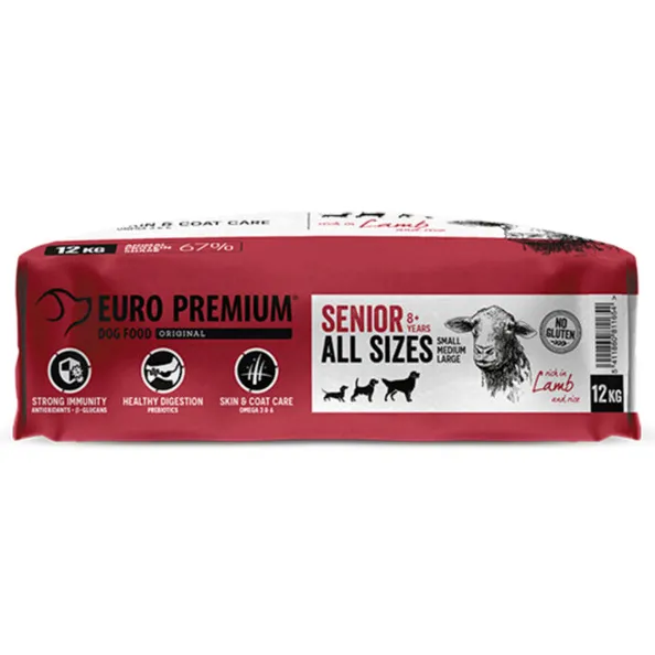 Euro Premium Senior 8+ lam & rijst hondenvoer 12 kg, foto 4