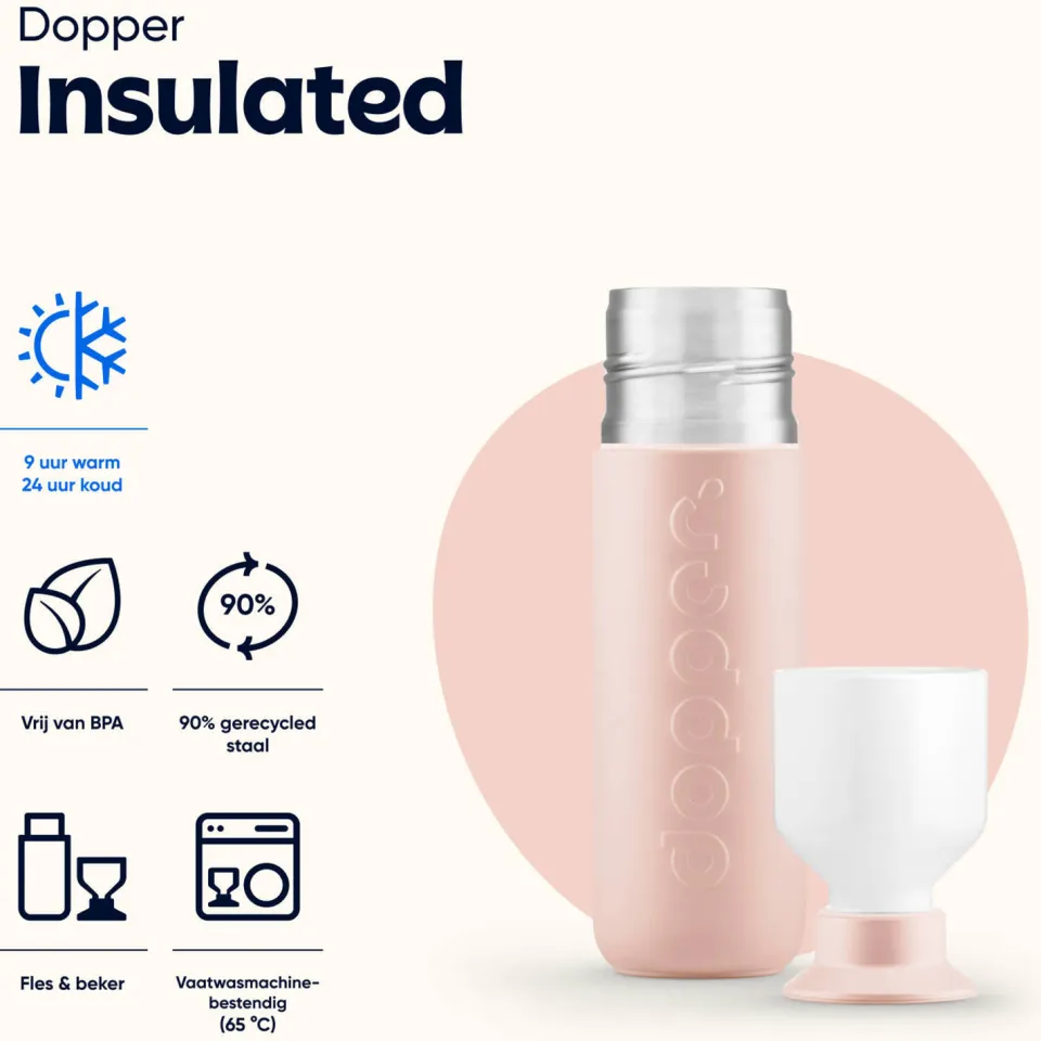 Dopper Insulated thermosfles Pebble Peach, foto 5