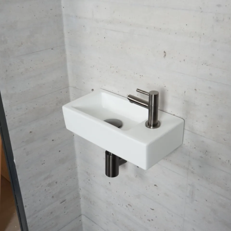 Fonteinset Mat Wit Wiesbaden Color Gun Metal (kraangat rechts), foto 2