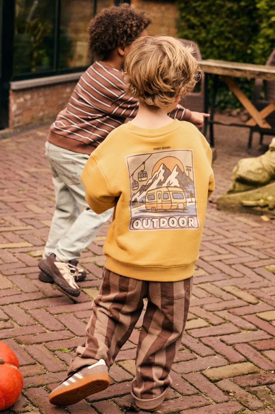 Daily7 gestreepte joggingbroek bruin Bruin/lichtbruin