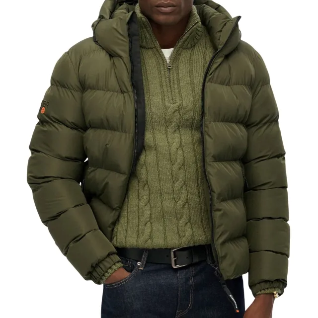 Superdry Hooded Sports Puffer Winterjas Heren khaki