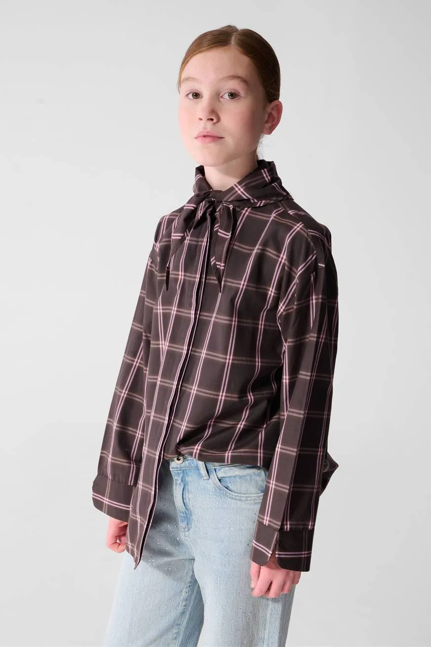 Shoeby geruite blouse donkerbruin, foto 6