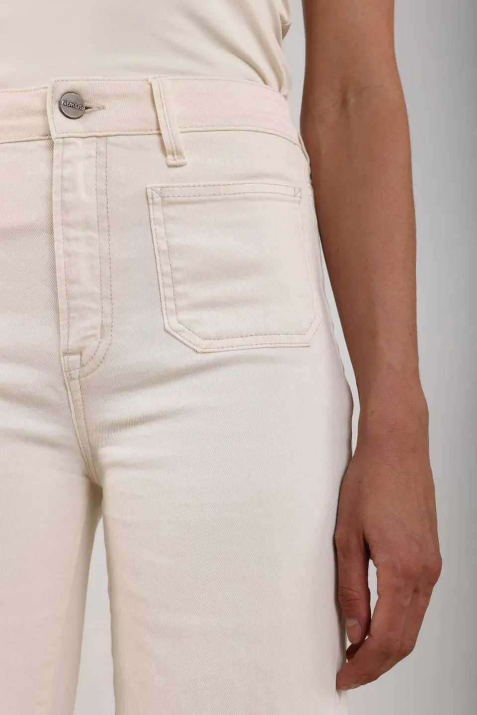 NUKUS Scarlet high waist flared jeans ecru, foto 6