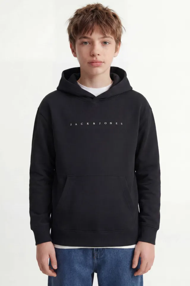 Jack & Jones JUNIOR hoodie JJESTAR met logo zwart