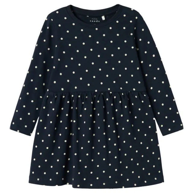 NAME IT mini jurk met stippen donkerblauw wit, foto 2