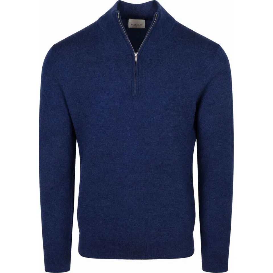 Profuomo Heren Truien & Vesten Pullover Half Zip Extrafine Merino - Donkerblauw, foto 2
