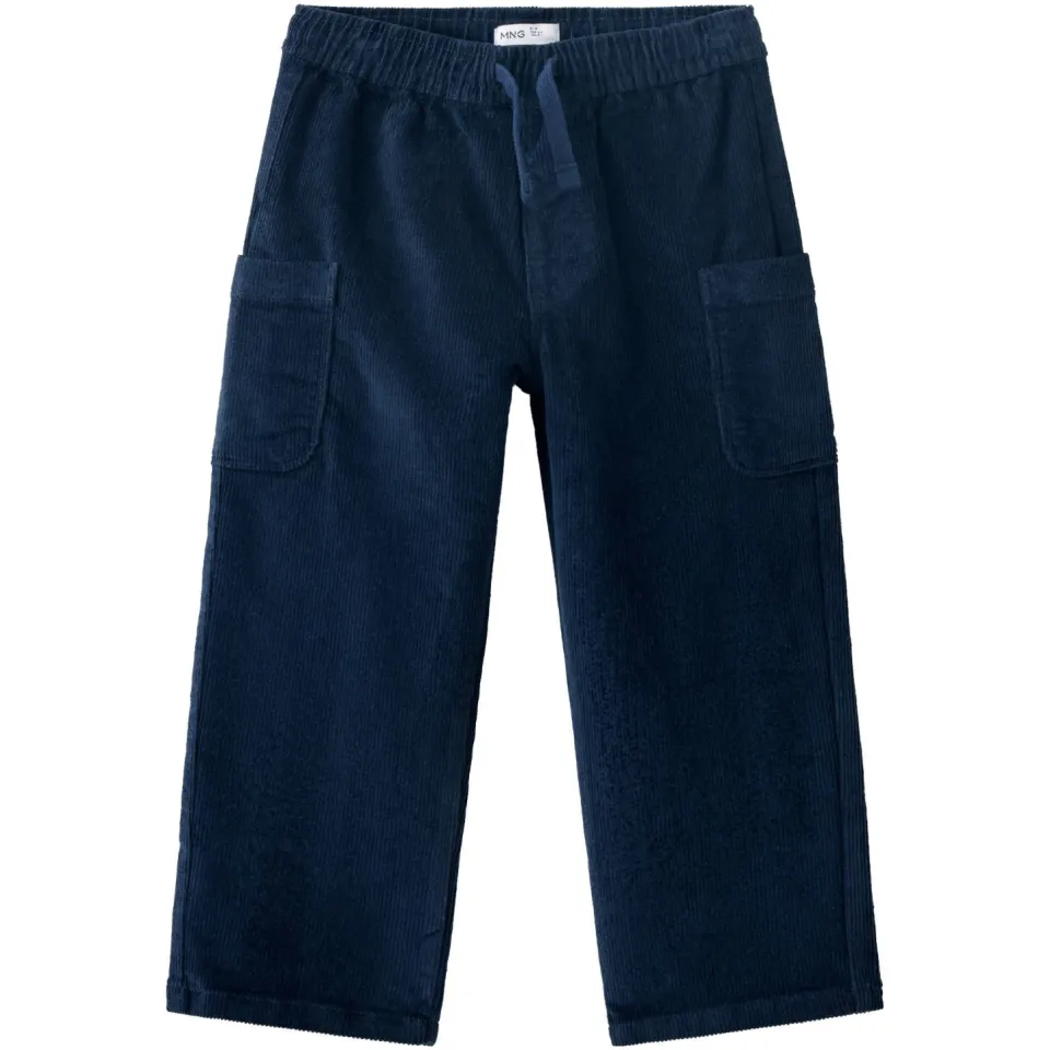 Mango corduroy cargobroek donkerblauw, foto 3