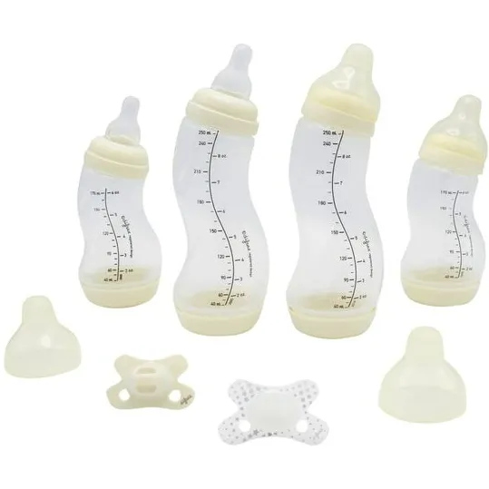 Difrax Newborn starterset met babyflessen en fopspenen transparant