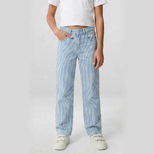 Cars loose fit jeans met zebraprint light blue denim, foto 3