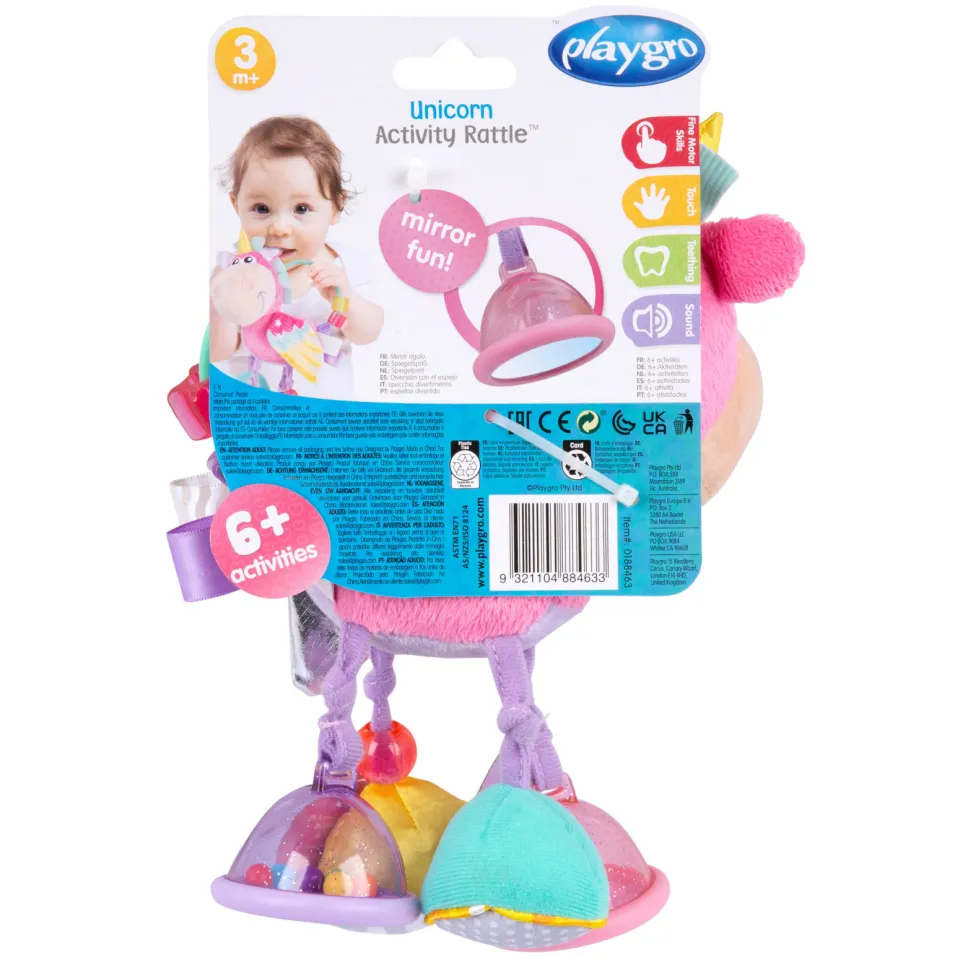 PLAYGRO Eenhoorn Activiteiten rammelaar roze, foto 2