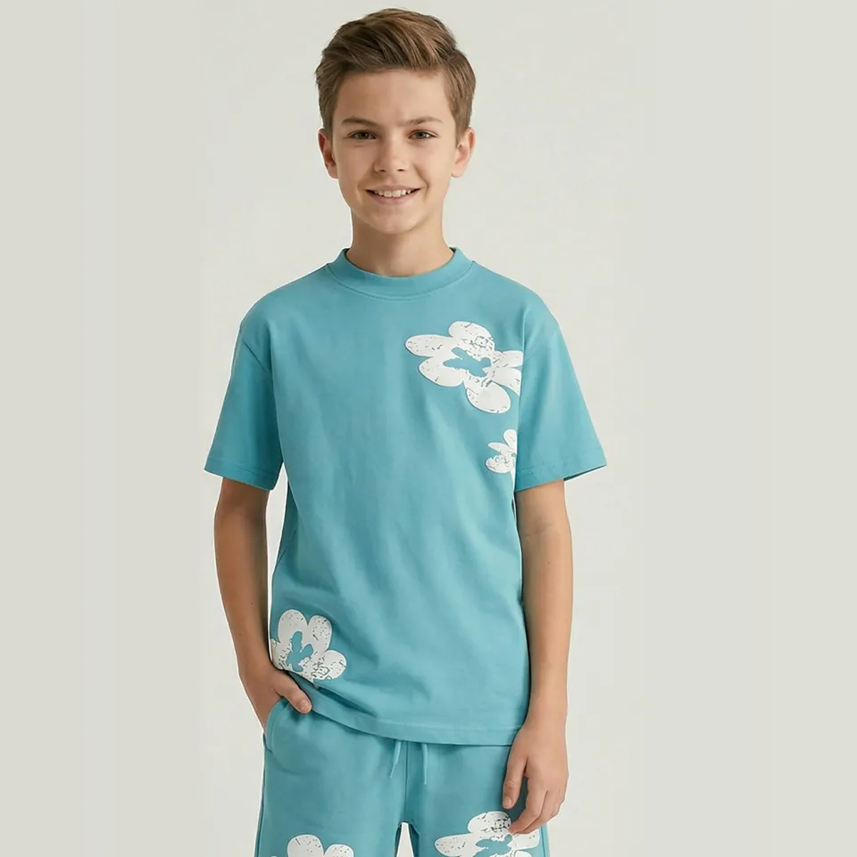 Cars gebloemd t-shirt lichtblauw