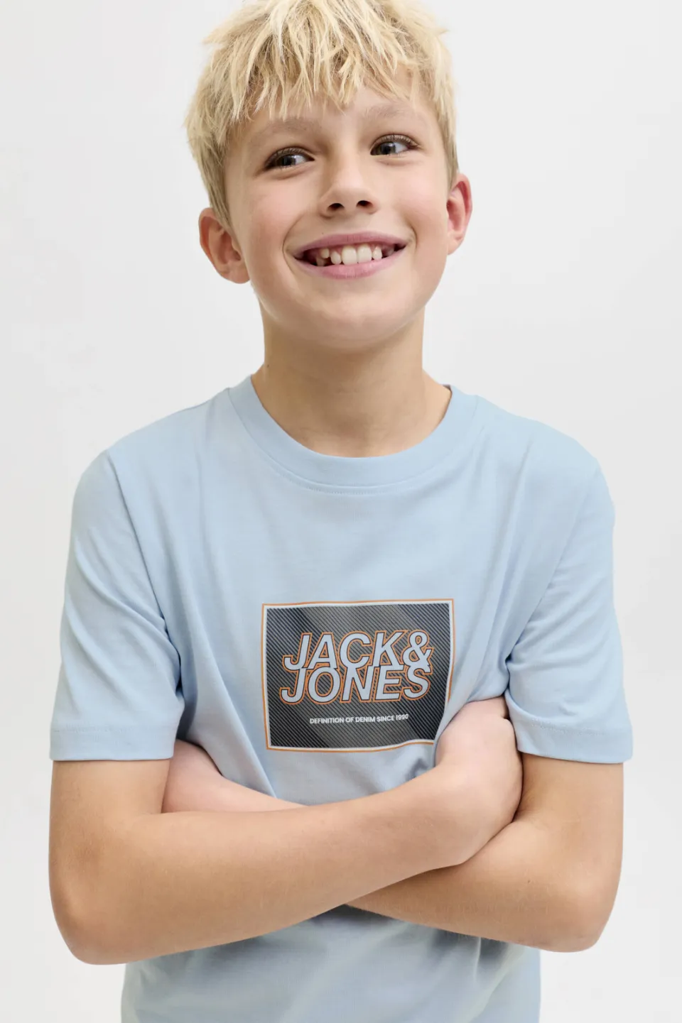 Jack & Jones Junior T-shirt lichtblauw met print
