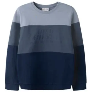 NAME IT KIDS rechtvallende sweater met tekst - donkerblauw Jongens Katoen Ronde hals