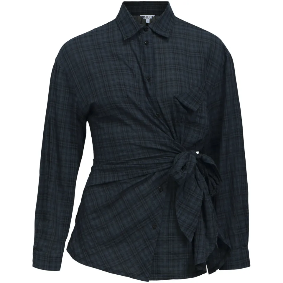 Object Objmalua geruite blouse donkerblauw, foto 2