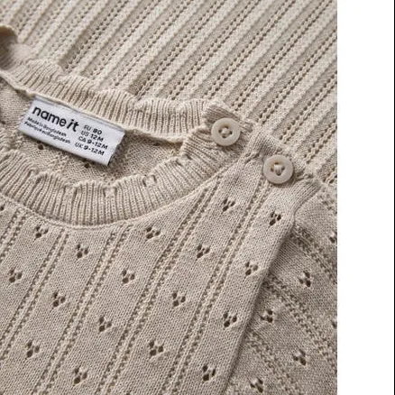 NAME IT gebreide A-lijn babyjurk beige, foto 4