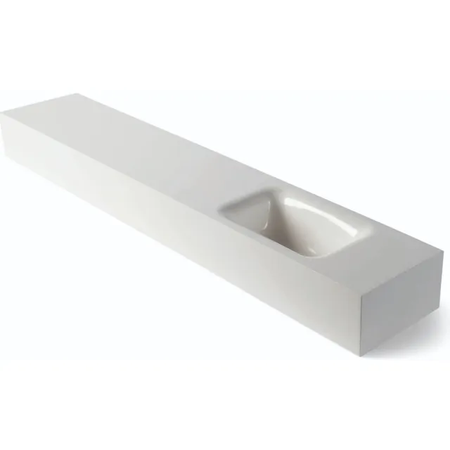 Luca Sanitair Fontein Luca Sanitair Lea 120x22x12 cm Mineral Stone Rechts Zonder Kraangat Glans Wit