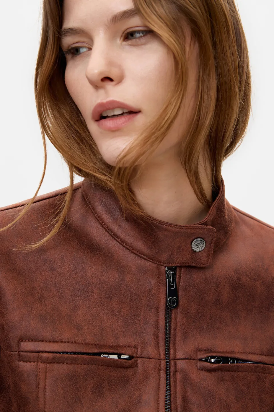 Desigual imitatieleren jas - bruin, foto 7