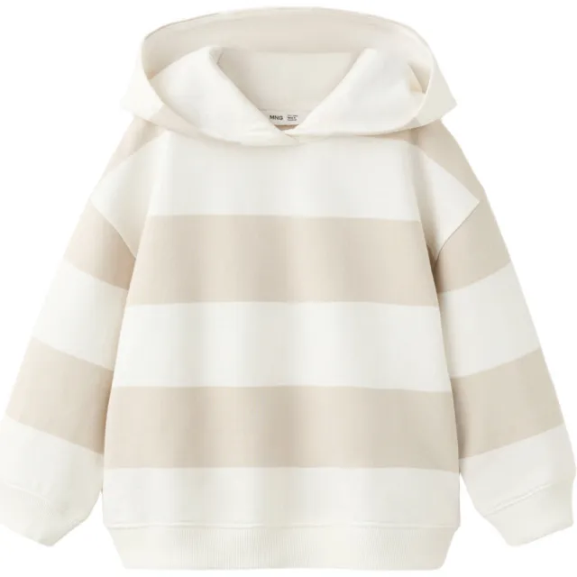 Mango Kids gestreepte hoodie - ecru Ecru/beige