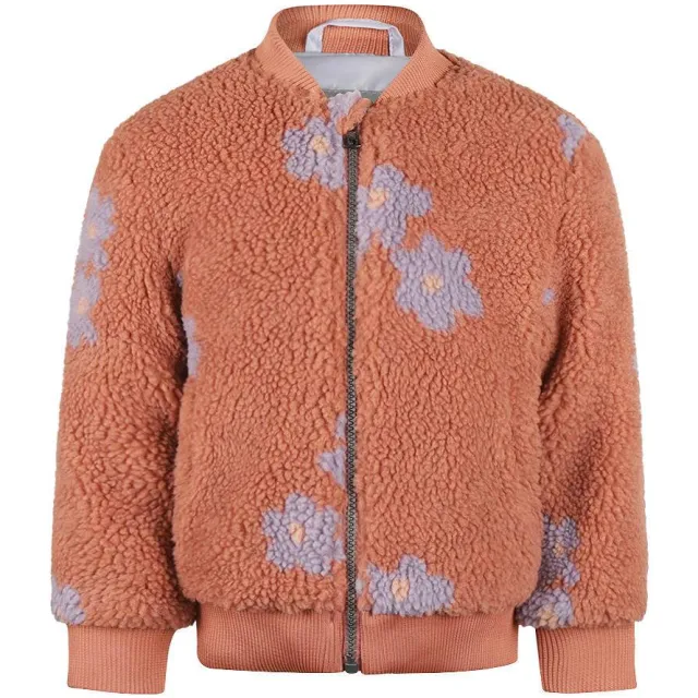 Koko Noko teddy jas met bloemenprint roodbruin, foto 2
