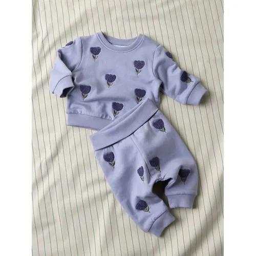 NAME IT BABY joggingbroek met borduursels paars, foto 2