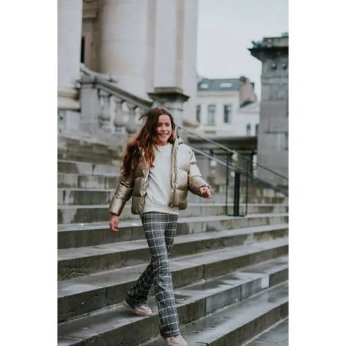 No Way Monday flared geruite broek grijs, foto 3