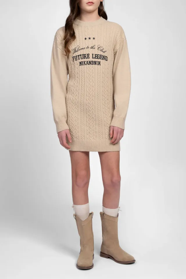 Nik & Nik gebreide jurk beige, foto 4