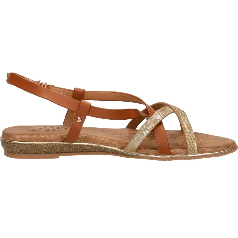 Sub55 platte sandalen cognac