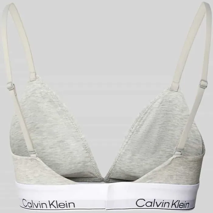 Calvin Klein Triangelbeha met logo in band en spaghettibandjes lichtgrijs, foto 3