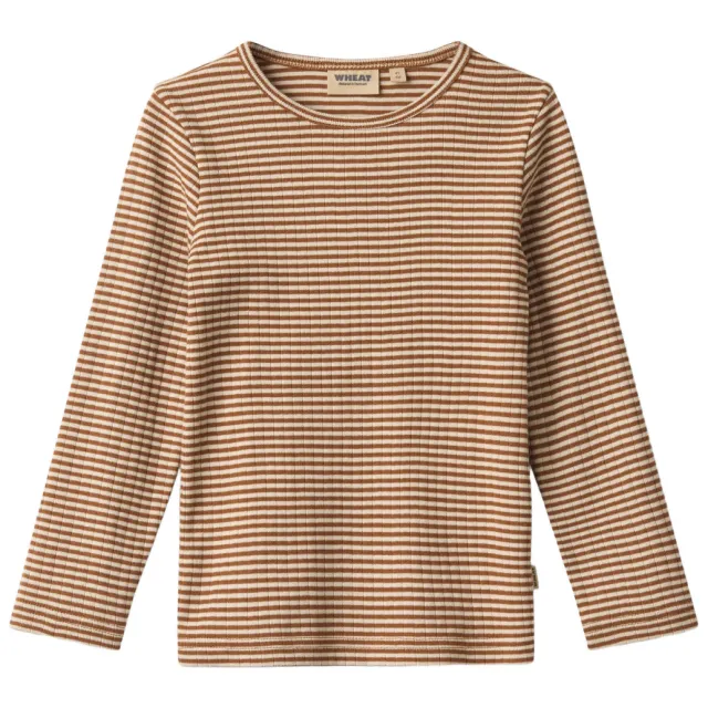 Wheat gestreepte longsleeve bruin/beige