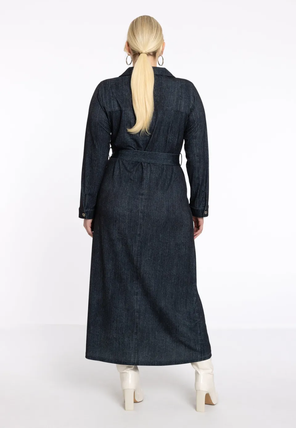 Yoek denim jurk donkerblauw, foto 4