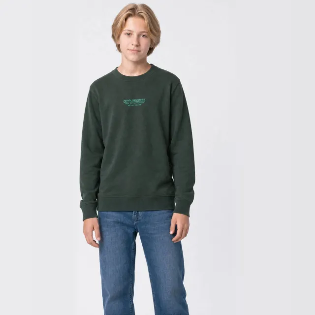 Petrol Industries rechtvallende sweater met print - donkergroen