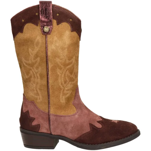 Nelson Kids western suède laarzen - bruin/roze