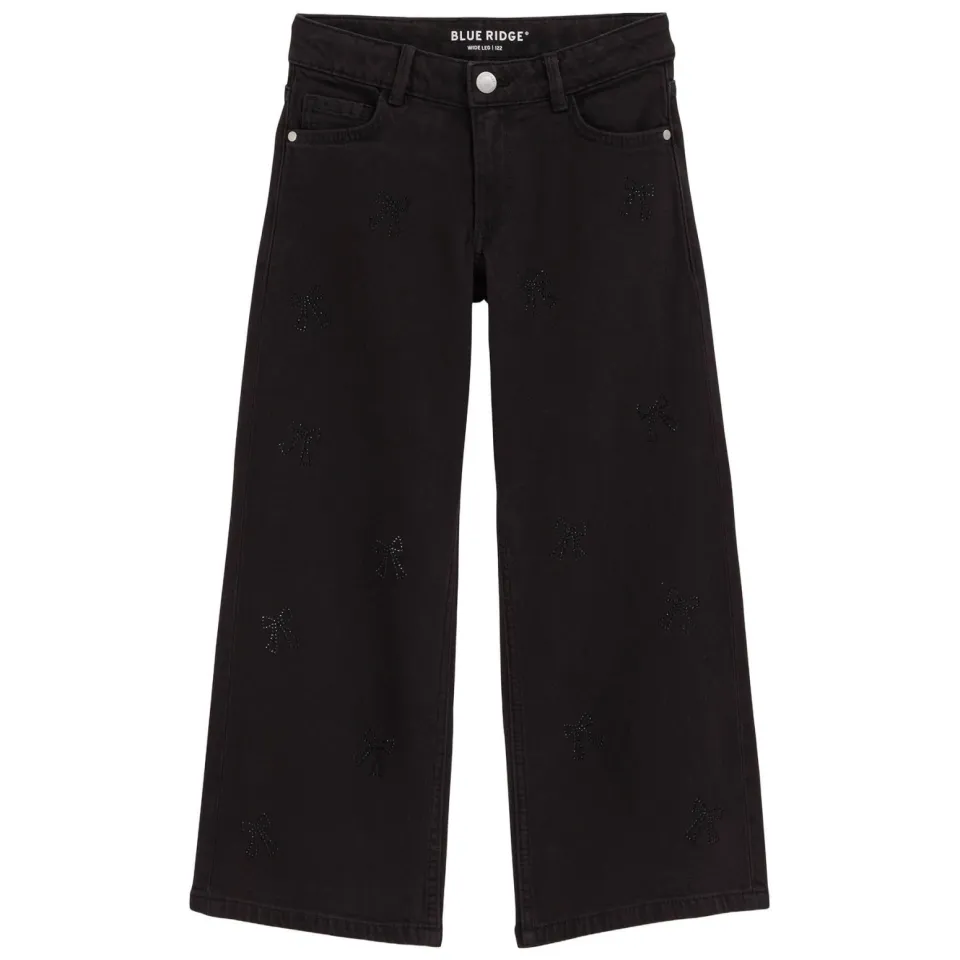 WE Fashion wide leg jeans met strass-steentjes - black denim, foto 2