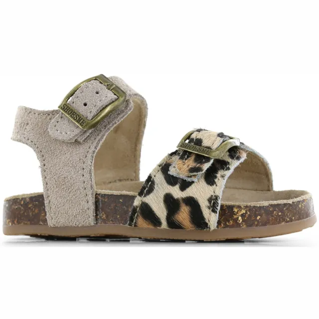 Shoesme leren sandalen met panterprint - taupe