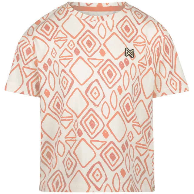 Koko Noko T-shirt ecru all-over print zalm, foto 2